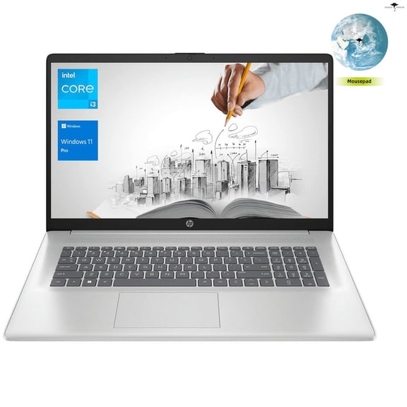 HP Newest Business Laptop, 17.3" FHD, Intel Core i3-1125G4, 12GB RAM, 512GB SSD, HDMI, Webcam, Wi-Fi 6, Windows 11 Home, Mouse Pad, Silver