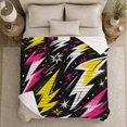 thumbnail image 5 of Lightning Bolts with Pink Yellow and White, Bold Graphic Style for Storm Lovers, Electric Starburst Pattern and Birthday Gift, Cozy Flannel Blanket for Game Room and Bedroom, Home Decor, 5 of 9