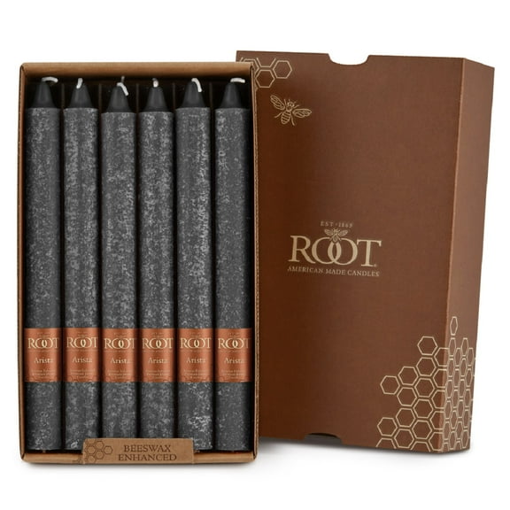 ROOT Candles Unscented Timberline™ Arista Taper Candles, 9-Inch Tall, Box of 12, Color: Stone