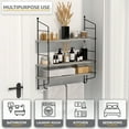 thumbnail image 4 of Sorbus 3-Tier Floating Bathroom Shelves for Wall - Wood Wall Storage for Towels, Over the Toilet Storage Cabinet, Gaming Floating Shelves, Bathroom Accessories, and Home Decor (Gray), 4 of 6