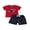 Red, variant on BemeyourBBs Toddler Baby Boy 4th of July Outfit Infant Baby Boys Independence Day Summer Clothes Short Sleeve Embroidery USA Flag in Truck T-shirt with Stars Print Shorts Set