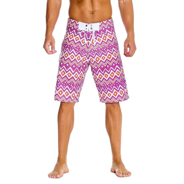 Unitop Shorts de Surf pour Hommes Séchage Rapide Board Shorts Violet et Jaune 34