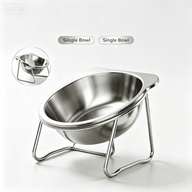 Detachable Stainless Steel Raised Pet Bowl, Ergonomic Elevated Stand Design, Dual Purpose Food Water Feeder for Cats & Dogs