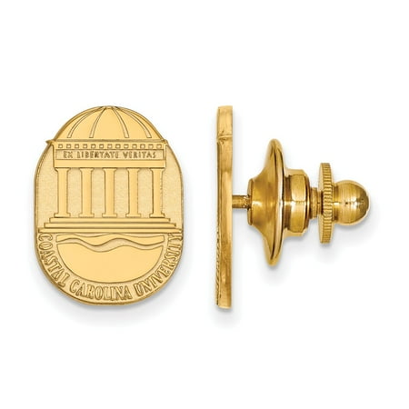 - Solid 14k Yellow Gold Coastal Carolina University Crest Lapel Pin (11mm x 15mm)