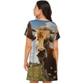 thumbnail image 2 of Bixox Daisy Flower Field Cow Pattern Women's Nightgown, Soft & Breathable Sleepwear, Round Neck Knee-Length Pajama Dress,Loungewear for Home & Sleep, 2 of 7