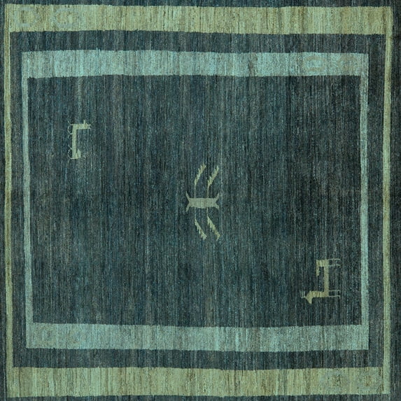 Ahgly Company Indoor Square Abstract Light Blue Modern Area Rugs, 4' Square
