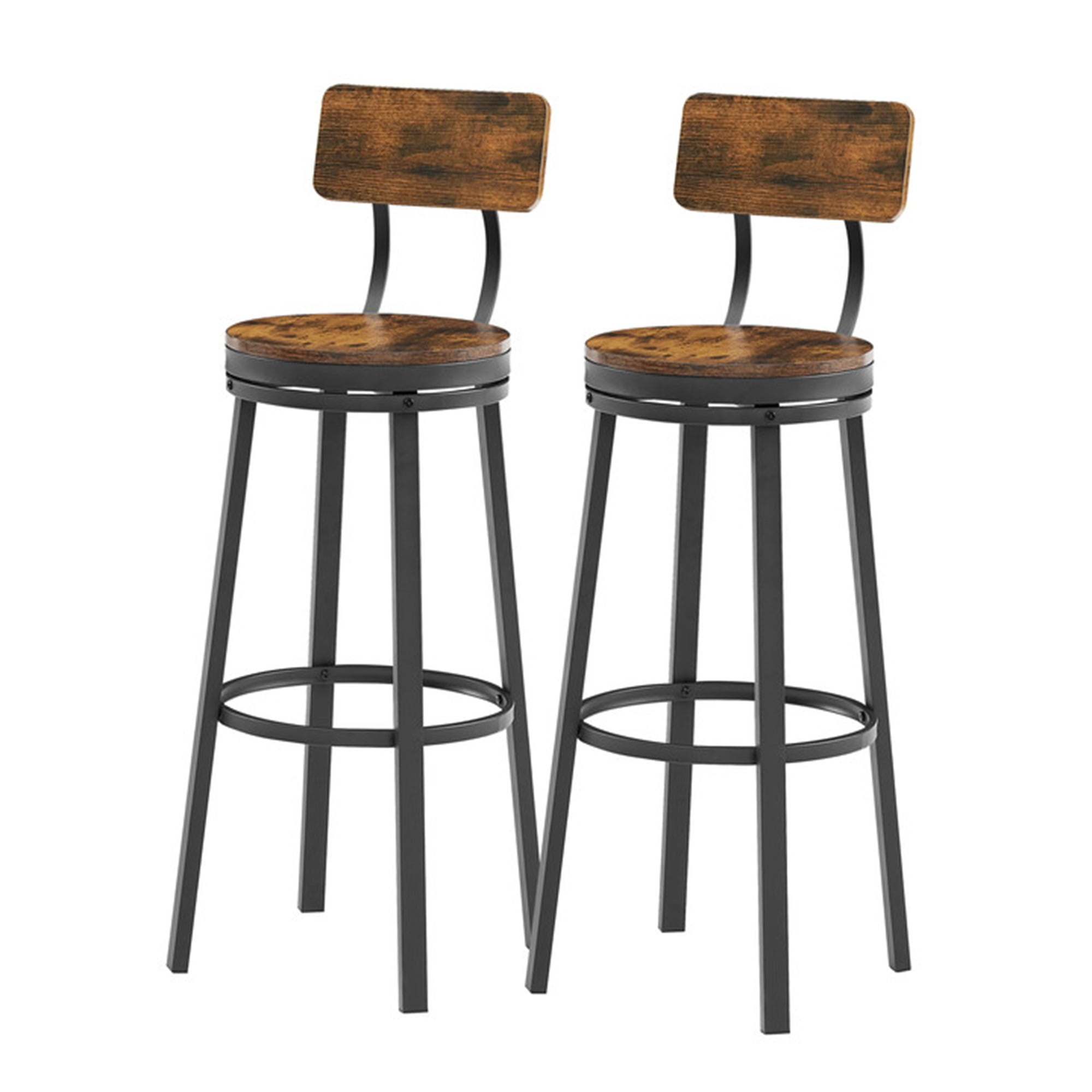 YYAo Oval Swivel Set of 2 Bar Stool, Metal Frame Armless Stool with Back for Living Room, Bar, Rustic Brown YYAo Oval Swivel Set of 2 Bar Stool, Metal Frame Armless Stool with Back for Living Room, Bar, Rustic Brown