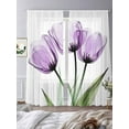 thumbnail image 2 of Purple Tulip Sheer Curtains 108 inches Long 2 Panels Set Flower Farmhouse Floral Sheer Window Curtain Rod Pocket Voile Drapes for Living Room/Bedroom, Each 52" W x 108" L, 2 of 7