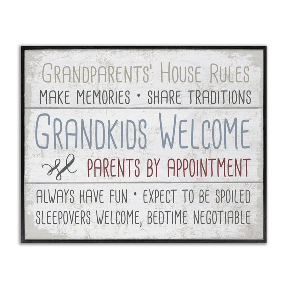 Stupell Industries Cottage Grandparents House Rules Type on Planks Black Framed Giclee Art, 30 x 24, by Lil' Rue