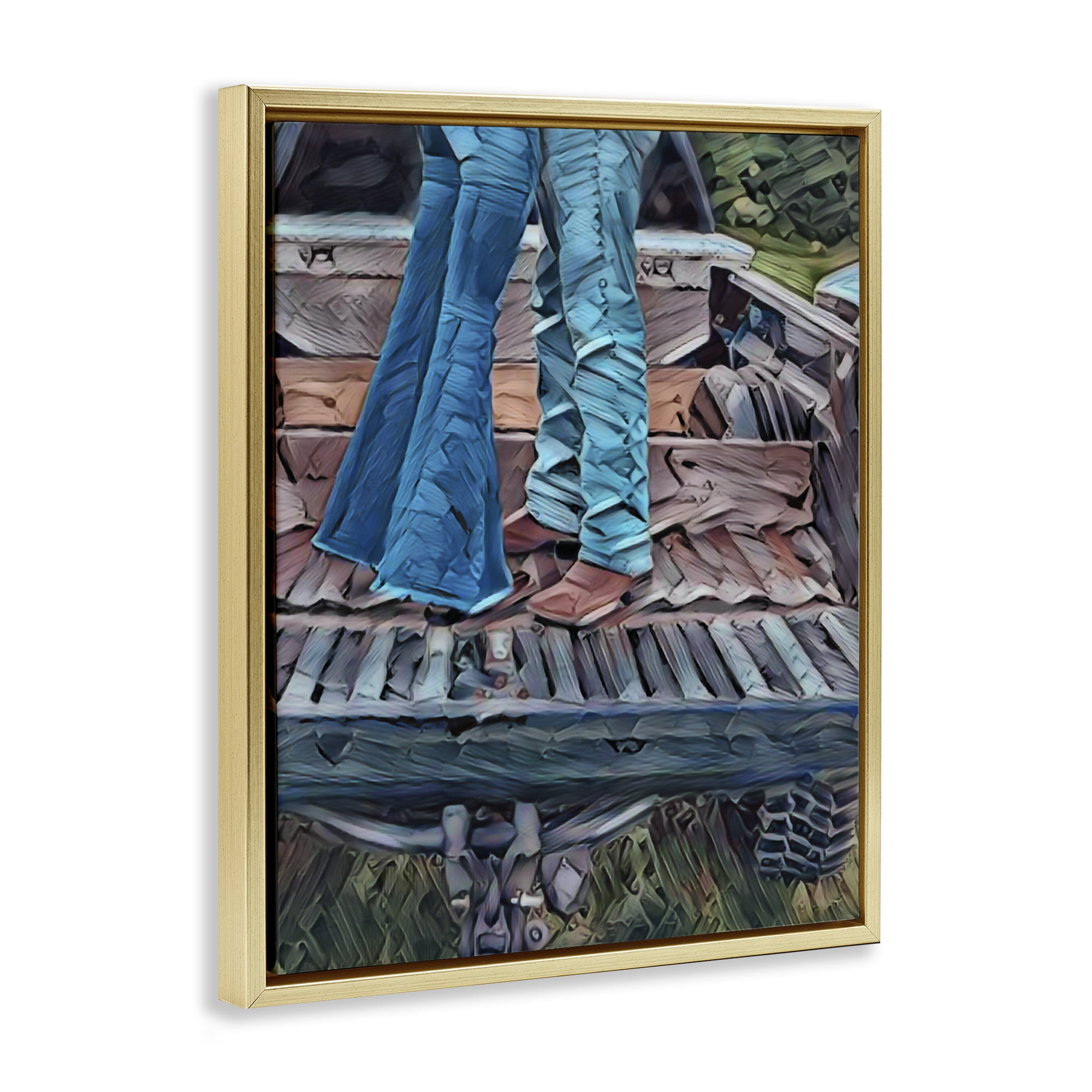 Truck Bed Kisses Gold Framed Floater Canvas Wall Art, design by Jesse Keith