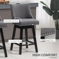 thumbnail image 4 of HOMCOM 28" Upholstered Bar Stool Swivel Bistro Pub Dining Chairs Dark Grey, 4 of 9