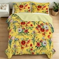 thumbnail image 4 of FIVERAM Floral Quilt Set Twin Size,Lightweight Bedspread with Pillow Shams,Reversible Coverlet Botanical Yellow Bedding Set for Bedroom Decor, 4 of 8