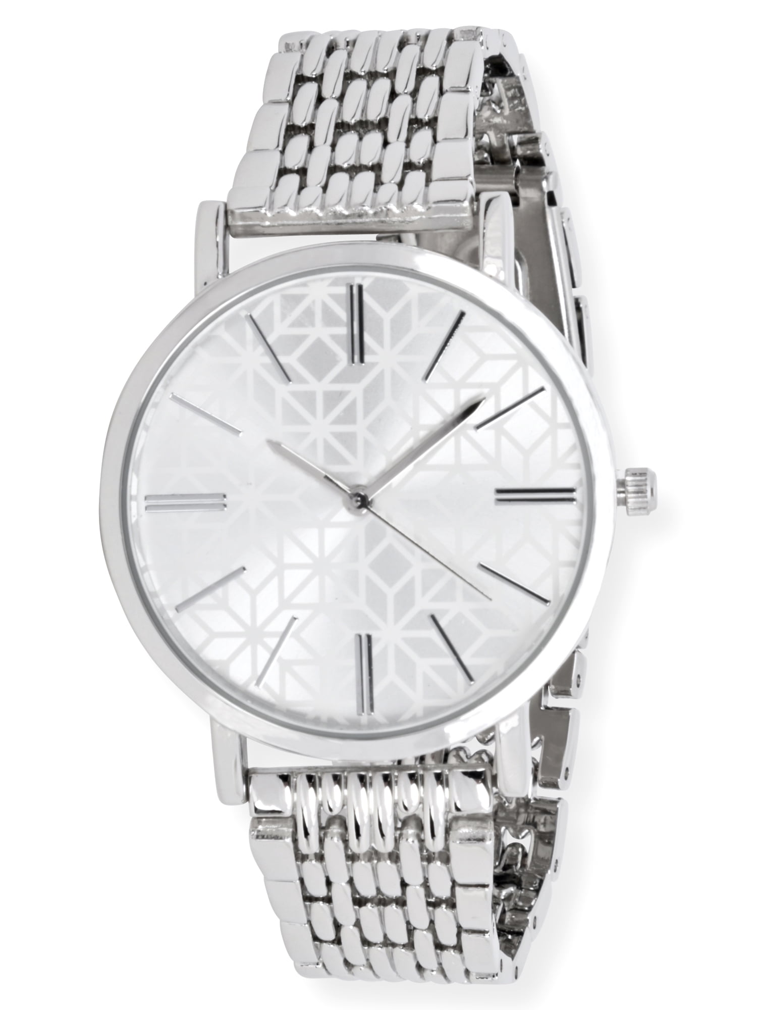 Time and Tru Women's Silver Tone Etched Dial Watch
