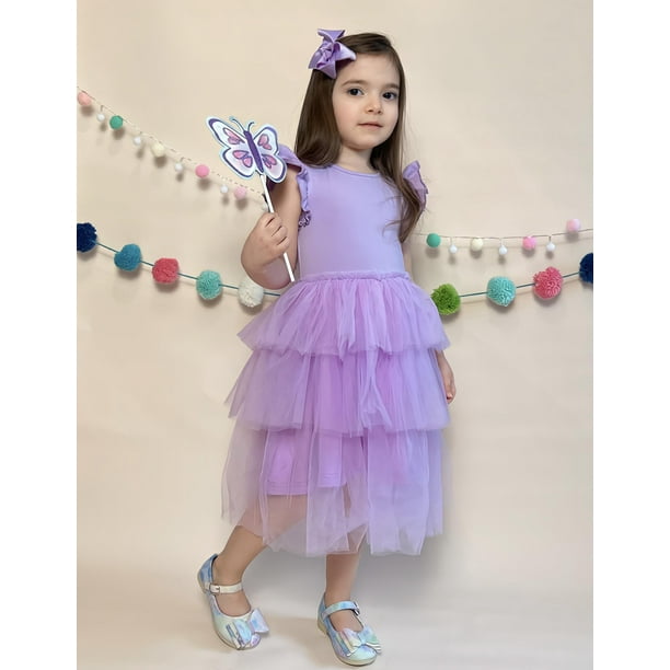 Oudiya Toddler Girls Fluffy Tutu Dress Tiered Summer Party Sundress Tulle  Cute Purple Dresses for Kids 2-7Y - Walmart Business Supplies