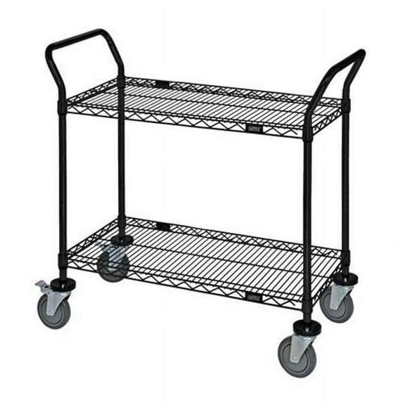 2 Shelves Wire Utility Carts - Black - 24 x 36 in.