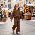 thumbnail image 2 of ZIXKCGDSE Girls Clothes Set Crew Neck Long Sleeve Top and Wide Leg Pants Warm Fall Winter Outfits Size 11-12 Years, 2 of 5