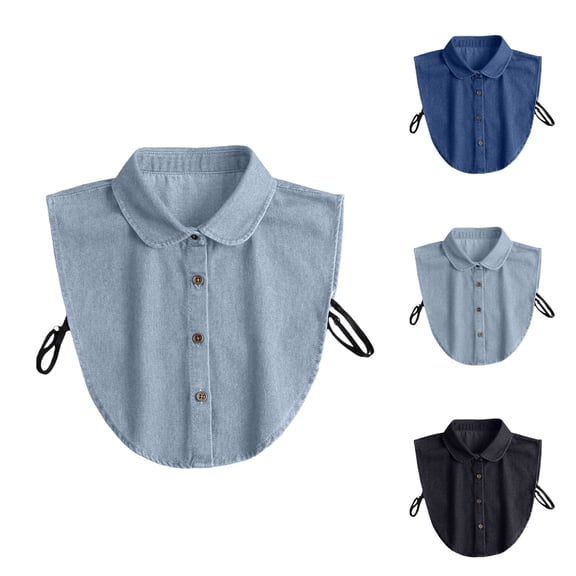 Baberdicy Women's False Jean Collar, Layering Dickey for Tops, Denim Fashion Accessory Black Universal Fit