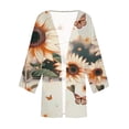thumbnail image 5 of Axiiglly Cardigan for Women Plus Size Lightweight Cardigans Autumn Casual Comfy Puff Sleeve Open Front Tops Floral Print Loose Swim Beach Bathing Suit Cover Up, 5 of 5