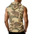 thumbnail image 6 of Mens Sleeveless Hoodie Camouflage Pattern Drawstring Hooded Vest with Kangaroo Pocket Relaxed Fit Sportswear Top, 6 of 7