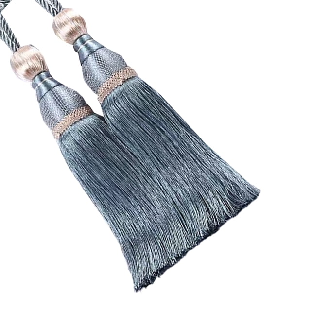 Matsuzay 2 uds. De poliéster fácil de sujetar con borlas para cortina, para decoración del hogar, accesorios de moda para habitación, Decoración del hogar Gris azul 1