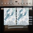 thumbnail image 2 of Teal Blue Coastal Kitchen Towels Set of 3, Water Absorbent Dish Towel, Summer Lobster Coral Nautical Decorative Hand Towels - Quick Drying Cloth for Cooking Baking, 18x28 Inch, 2 of 8