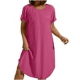 thumbnail image 2 of Wowcloth Women's Fashion Temperament Solid Color Short Sleeve Square Neck Cake Dress, 2 of 9
