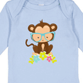 thumbnail image 4 of Inktastic Cute Monkey With Eyeglasses, Colorful Flowers Boys or Girls Long Sleeve Baby Bodysuit, 4 of 5
