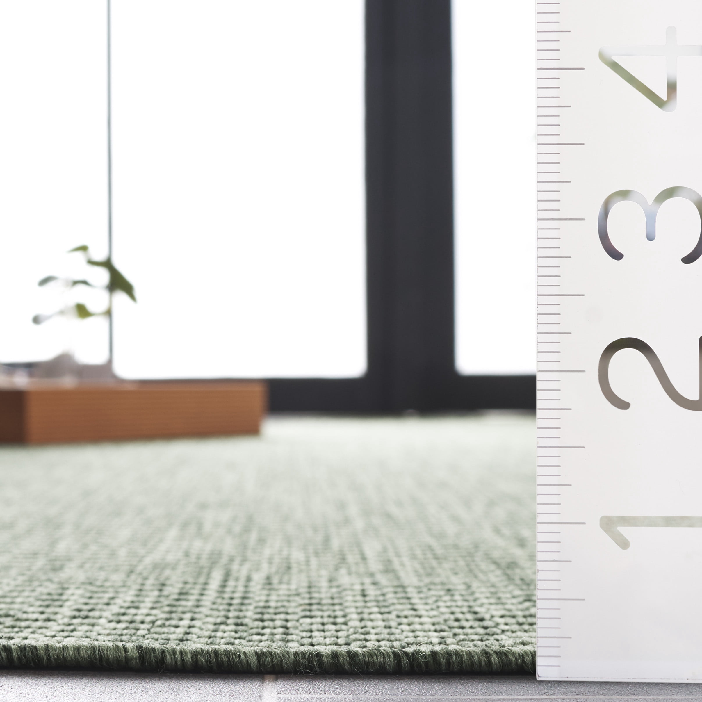 SAFAVIEH Beach House Jacinth Solid Indoor/Outdoor Area Rug, Green, 6'7" x 6'7" Square