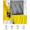 thumbnail image 5 of Oil Painting Yellow Grey Bed Skirt Queen Size, Abstract Modern Street Grunge Art Wrap Around Bed Skirting with Adjustable Elastic Strap, Dust Ruffle Pleated Bedskirts 16 Inch Drop for Bedroom Beds, 5 of 9
