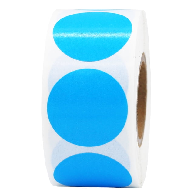 Étiquettes de Codage Couleur Semi-Brillantes Bleu Clair 1 Pouce Rond - Lot de 500 InStockLabels.com