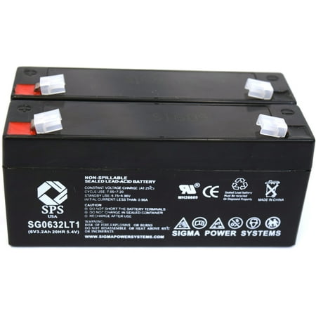 SPS Brand 6 V 3.2 Ah Replacement Battery with Terminal LT1 for Yuasa NP266 (2 PACK)