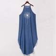 thumbnail image 4 of Maxi Dresses for Women Summer Halter Neck Denim Sundress Sexy Graphic Loose Casual Sleeveless Long Beach Dress Slit, 4 of 5