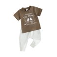 thumbnail image 2 of Baby Boy Easter Outfit, Short Sleeve Crew Neck Letters Rabbit Print T-shirt with Elastic Waist Sweatpants 2-piece Outfit, 2 of 10