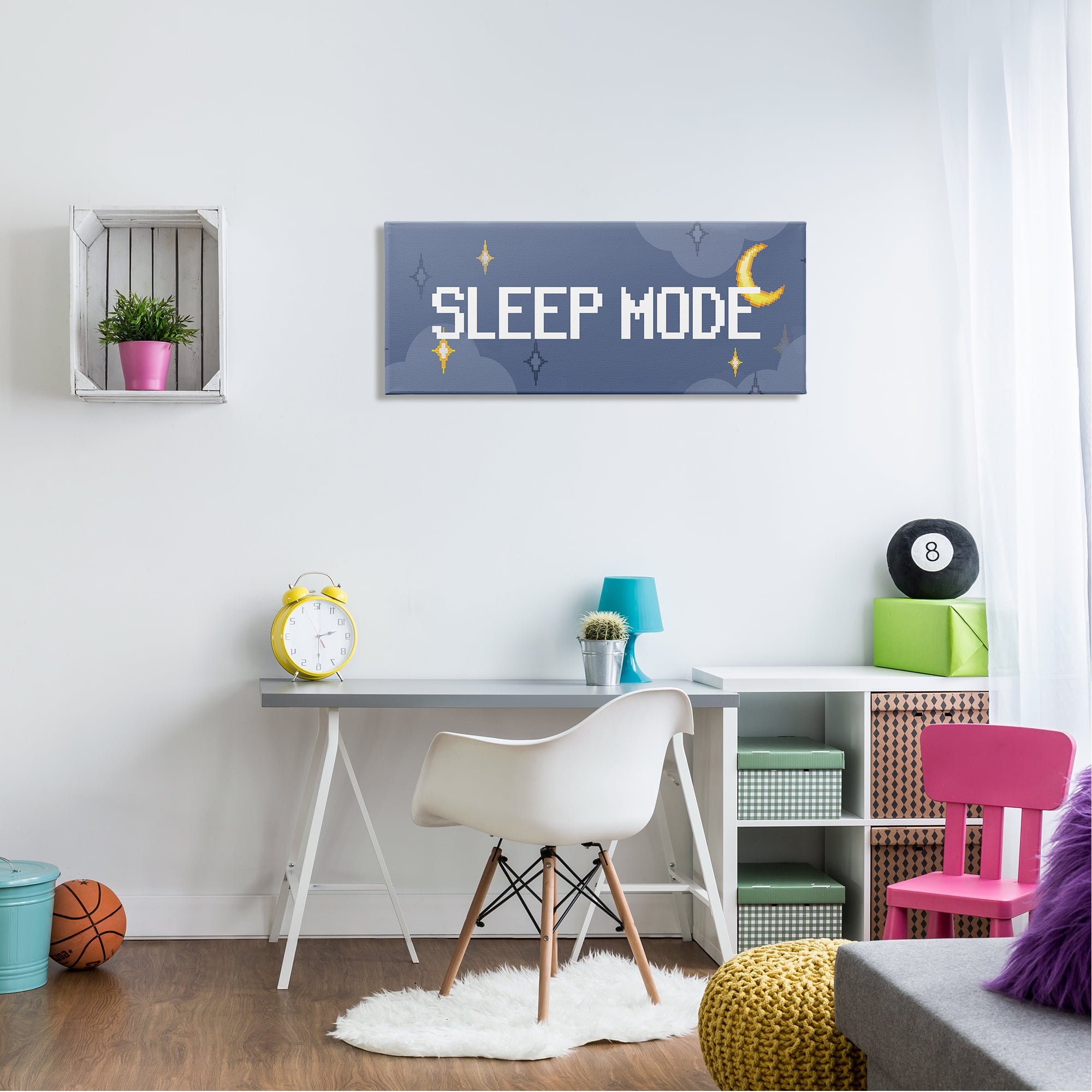 Stupell Industries Sleep Mode Pixel Phrase Nature Painting Gallery Wrapped Canvas Print Wall Art, 40 x 17
