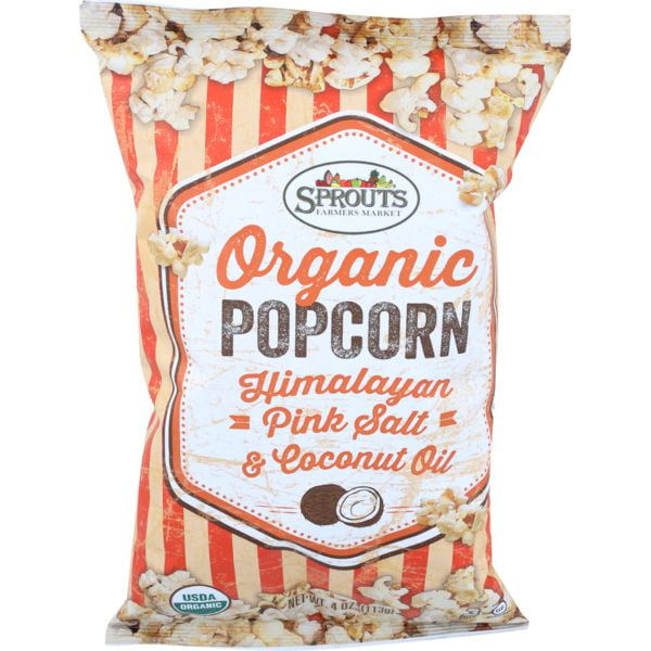 Pack of 4 Sprouts Organic Popcorn Himalayan Pink Salt Coconut Popcorn