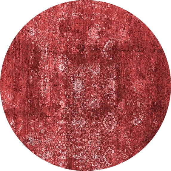 Ahgly Company Indoor Round Oriental Red Industrial Area Rugs, 8' Round