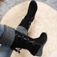 thumbnail image 5 of Willtoo Womens Knee High Boots Fuzzy Cuff Lace Up Wedge Heel Tall Boots Fashion Warm Snow Boot for Casual Outdoor Fall & Winter Wear, 5 of 6