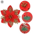 thumbnail image 3 of Luxtrada 12/24Pcs 6.3in Poinsettia Artificial Christmas Flowers Decorations Glitter Xmas Tree Flower Ornaments with Clips, 3 of 9