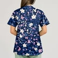 thumbnail image 3 of BDPORKAS Scrub Tops Women Working Tops Stretch Short Sleeve V Neck Scrubs Elegant Print Comfortable Fit Tee with Pocket, 3 of 6