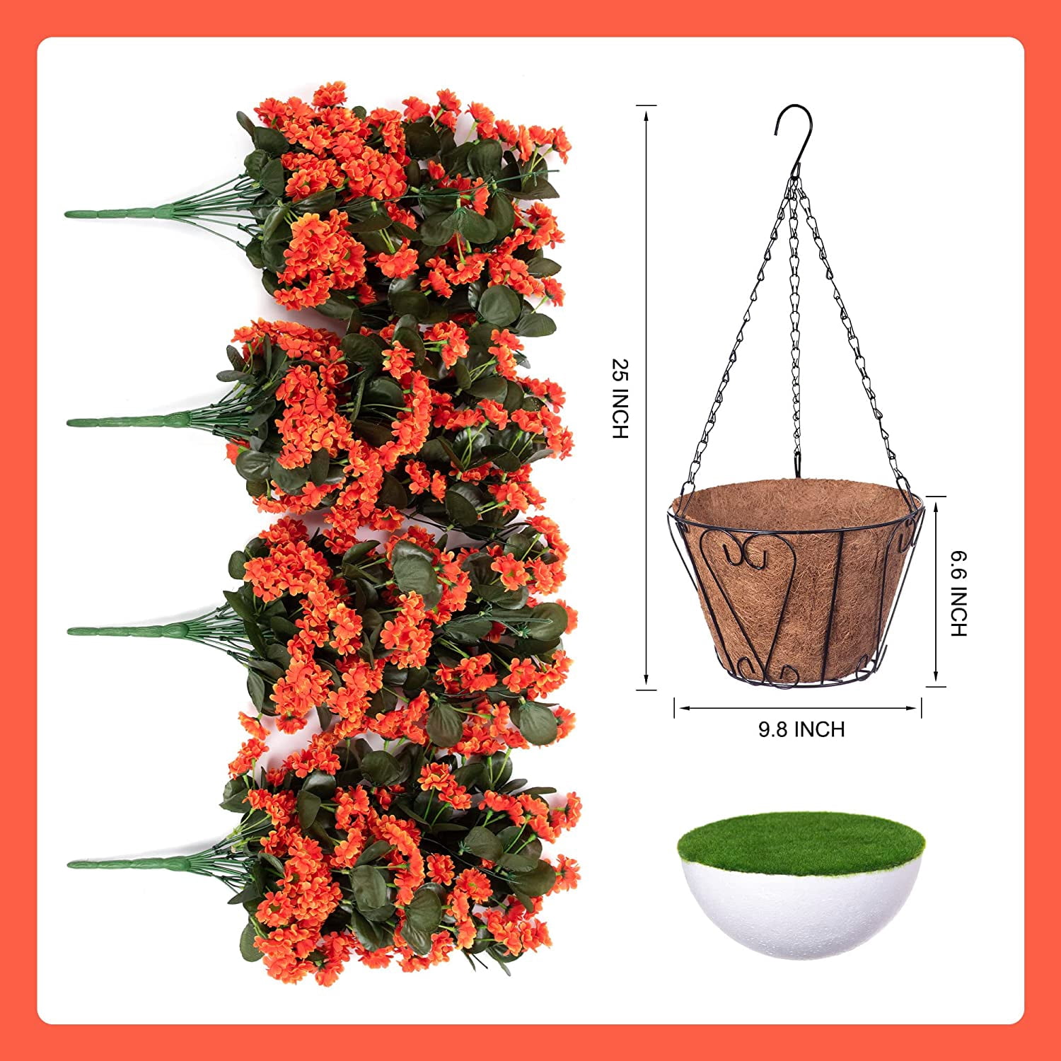 Hanging Baskets Artificial Flowers for Outdoor Interior Decor, Artificial Daisies Flowers shrubs Flowers Plants with Baskets for Home Porch Garden Patio Patio Spring Decoration(Pink)