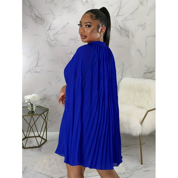 Pleated Cape Swing Dress