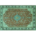 thumbnail image 1 of Ahgly Company Indoor Rectangle Persian Turquoise Blue Traditional Area Rugs, 2' x 5', 1 of 4