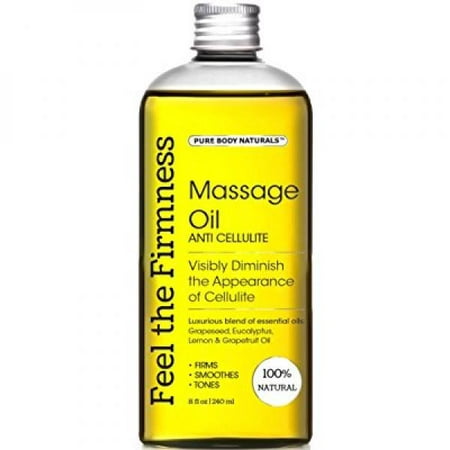 Pure Body Naturals Massage Oil & Firmness Oil - Muscle Relaxation Oil, Helps Make Skin Firm, Reduces Fat Appearance, Muscle Rub Oil and Massager, 8 fl.