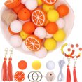 thumbnail image 3 of Silicone Bead Tassel Set Keyring with Lemon Key Chain 15mm Silicone Bead for Decoration, 3 of 8