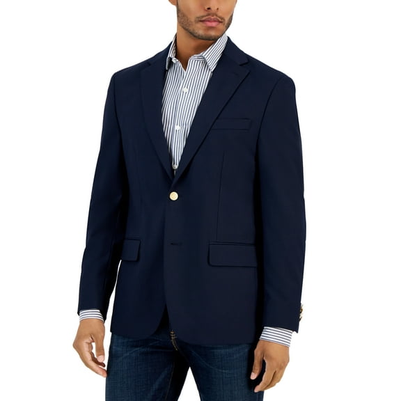 Tommy Hilfiger Mens Slim fit Sport Coat Blazer 48 R Navy Blue Solid