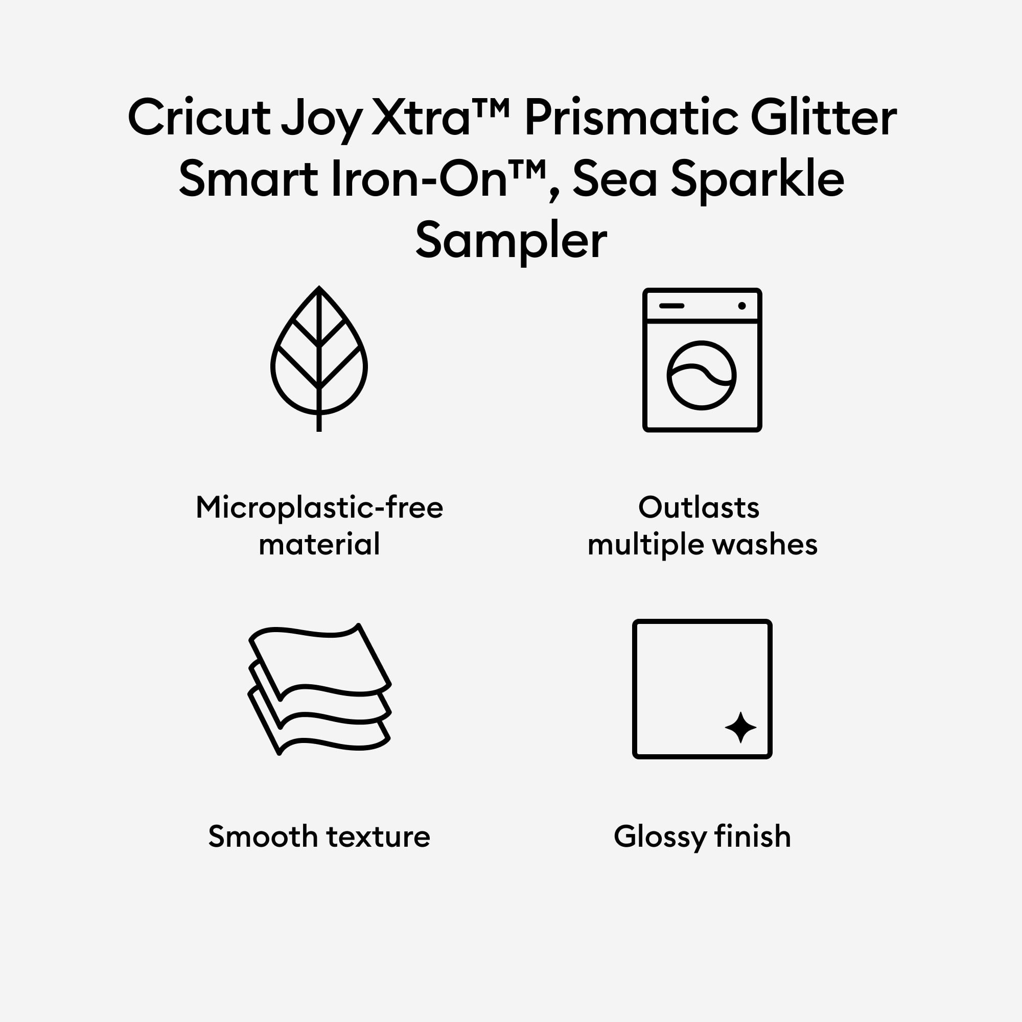 Cricut Joy Xtra Prismatic Glitter Smart Iron-On Vinyl, Sea Sparkle Sampler (3 ct), 9.5" x 12"