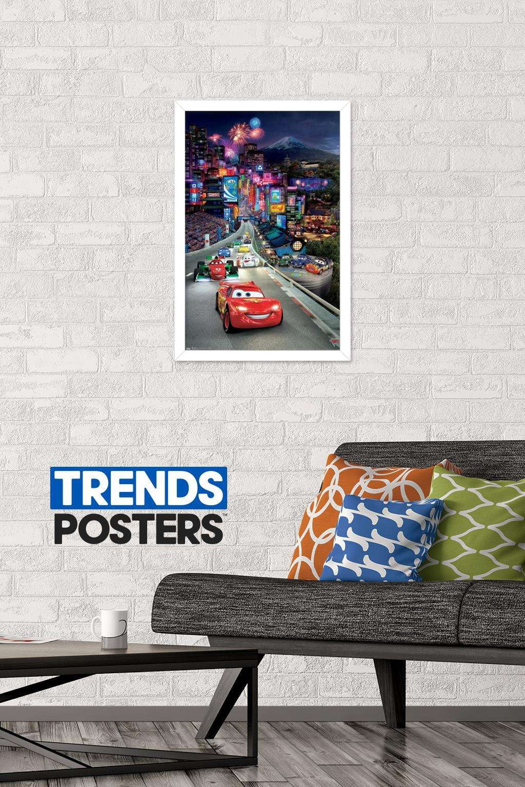 Disney Pixar Cars 2 - Triptych 1 Wall Poster, 14.725" x 22.375", Framed