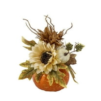 Bfogop Fake Pumpkin Thanksgiving Decorations with Maples Fall Festival Halloween Autumn Color Decoration Maple Leaf Restaurant Sunflower Simulation Pumpkin Table Ornament