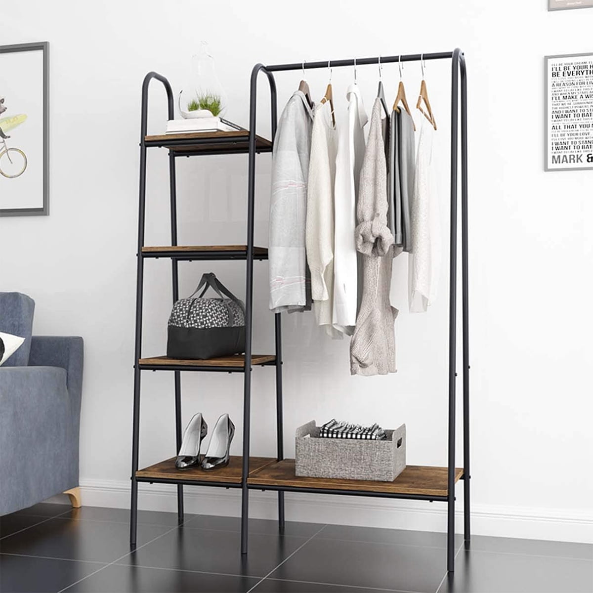 Lusimo Clothes Rack with Shelves Clothing Rack for Hanging Clothes ...