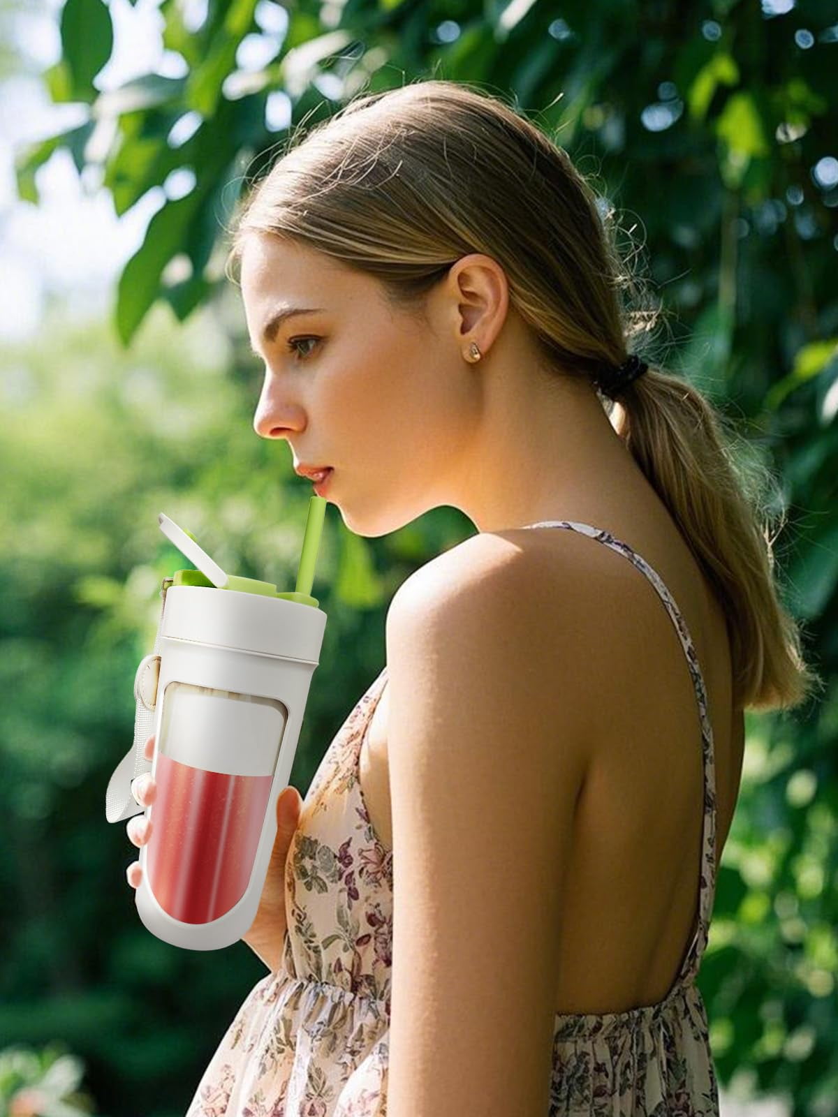 Portable Blender, 12oz Smoothie Blender Cup with 4000ml rechargeable Battery, 10 Blades, Crushable Ice, Suitable for Shakes and Smoothies, Suitable for Travel, Sports, Camping and Fitness